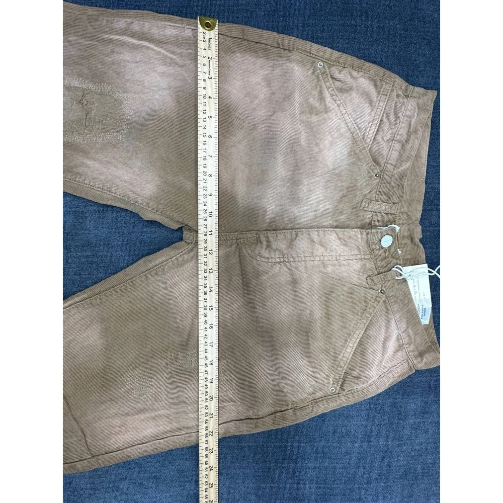 MNML V648 Repaired Corduroy Denim Tan Distressed Straight Leg Pants Mens Size 30